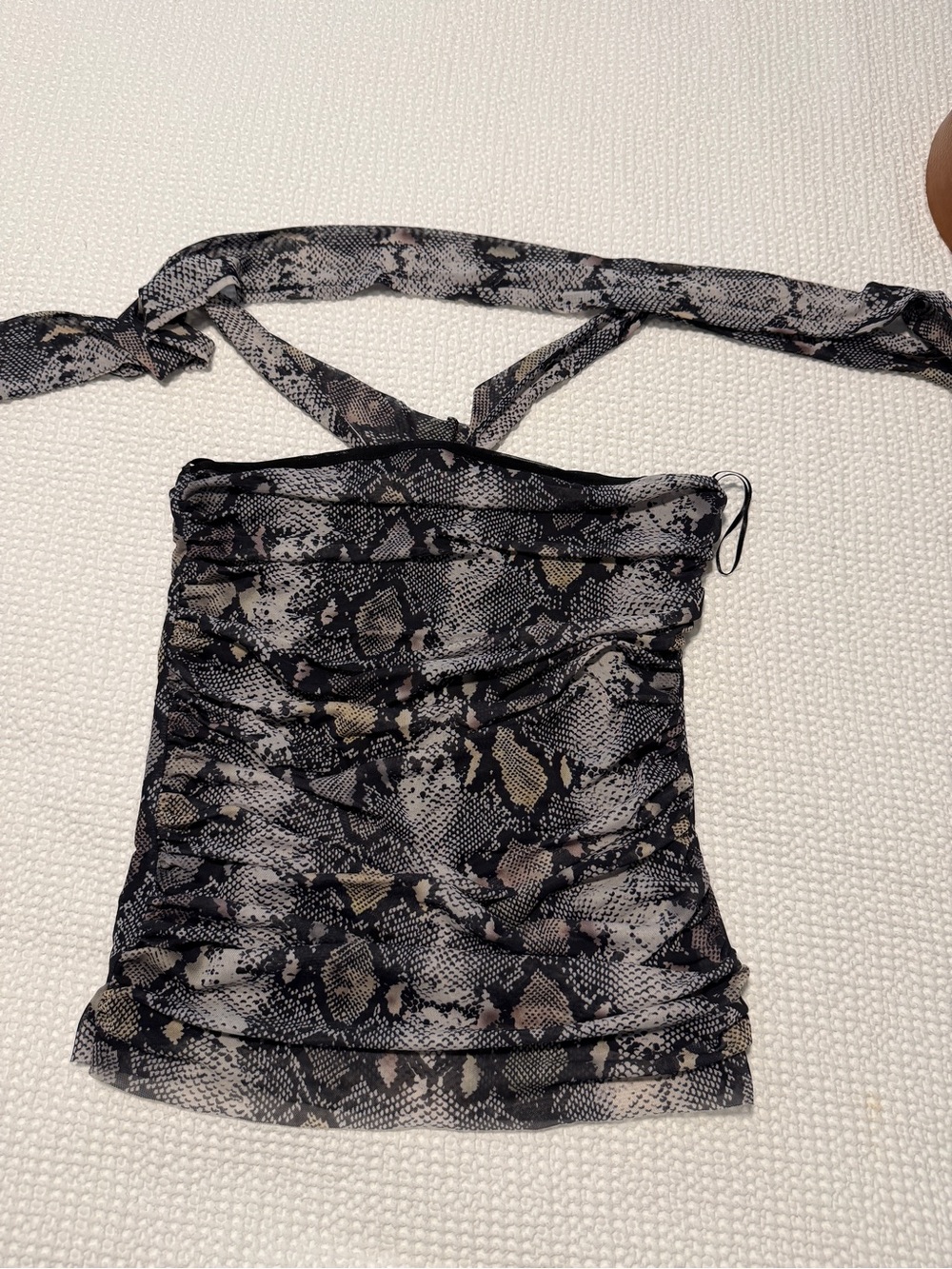 Zara Snake-Print Halter Top in Black and Tan